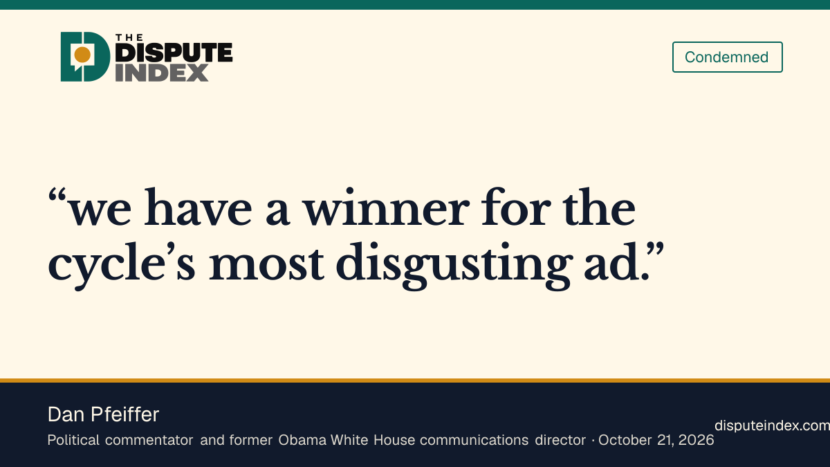 Quote card: Dan Pfeiffer, Dan Pfeiffer criticizes Ramaswamy's ad featuring Acton's mother