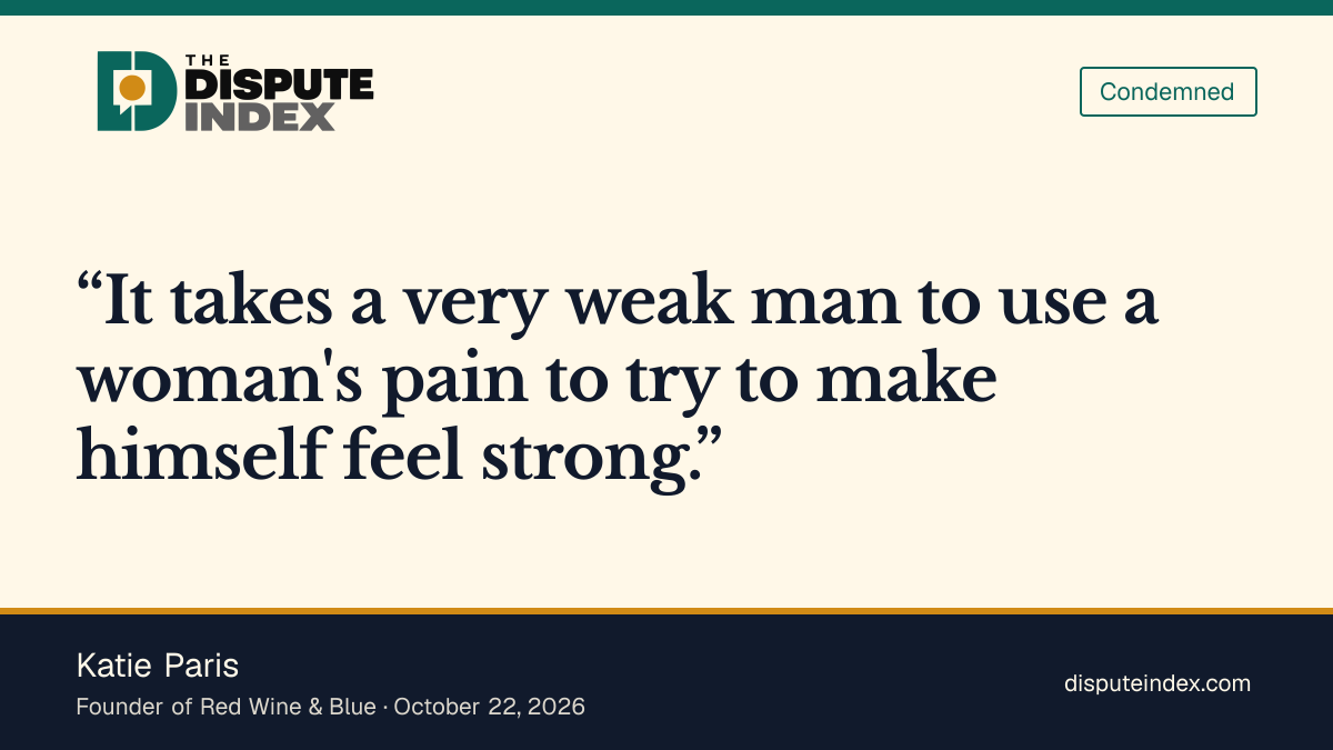 Quote card: Katie Paris, Katie Paris criticizes Ramaswamy for using Acton's pain in the campaign ad