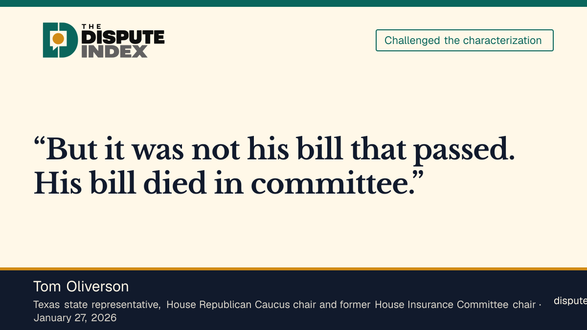 Quote card: Tom Oliverson, Tom Oliverson challenges Talarico’s share of insulin-cap credit