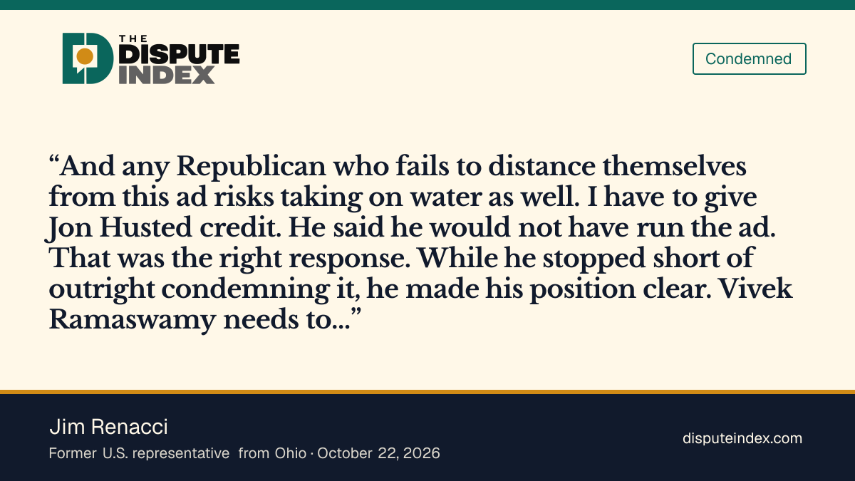 Quote card: Jim Renacci, Jim Renacci urges Republicans to distance themselves from Ramaswamy's ad