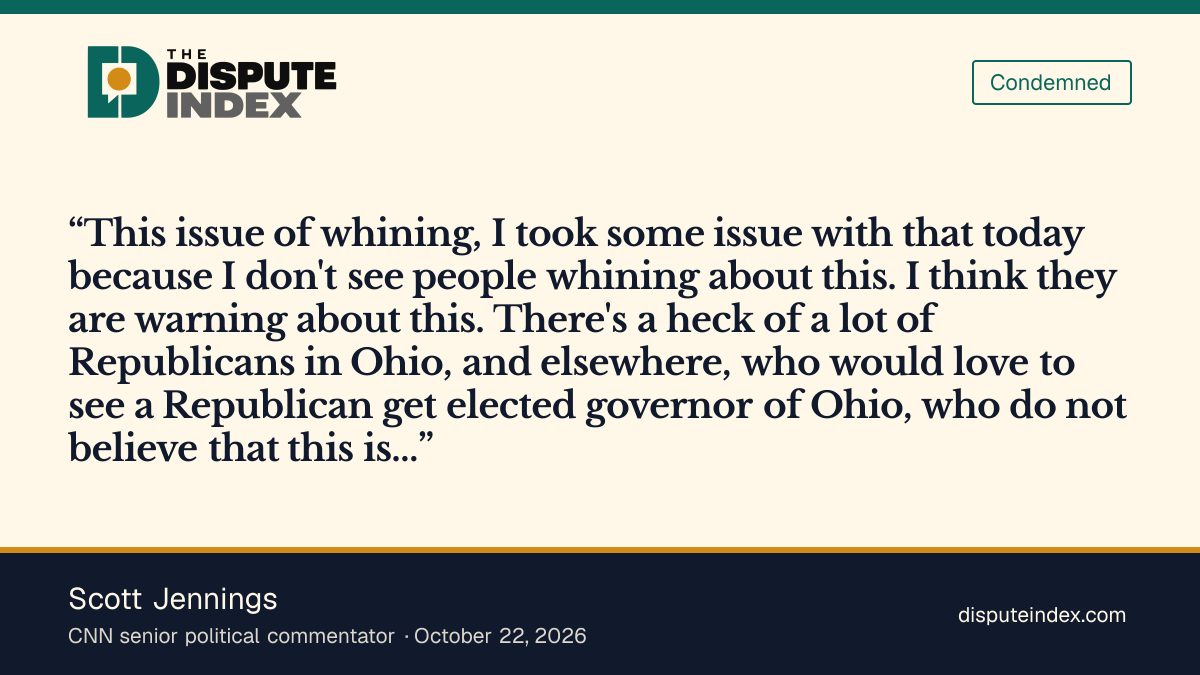 Quote card: Scott Jennings, Scott Jennings says objections to Ramaswamy's Acton ad are warnings, not whining