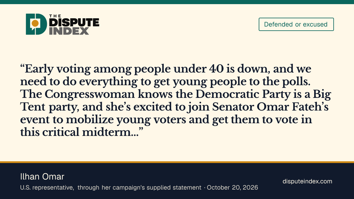 Quote card: Ilhan Omar, Omar's campaign defends the Piker event as youth-voter outreach