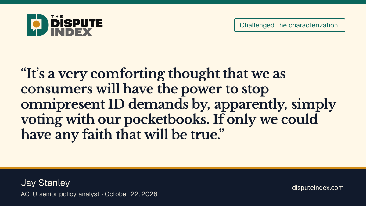 Quote card: Jay Stanley, Jay Stanley challenges Grossman's digital-ID choice argument
