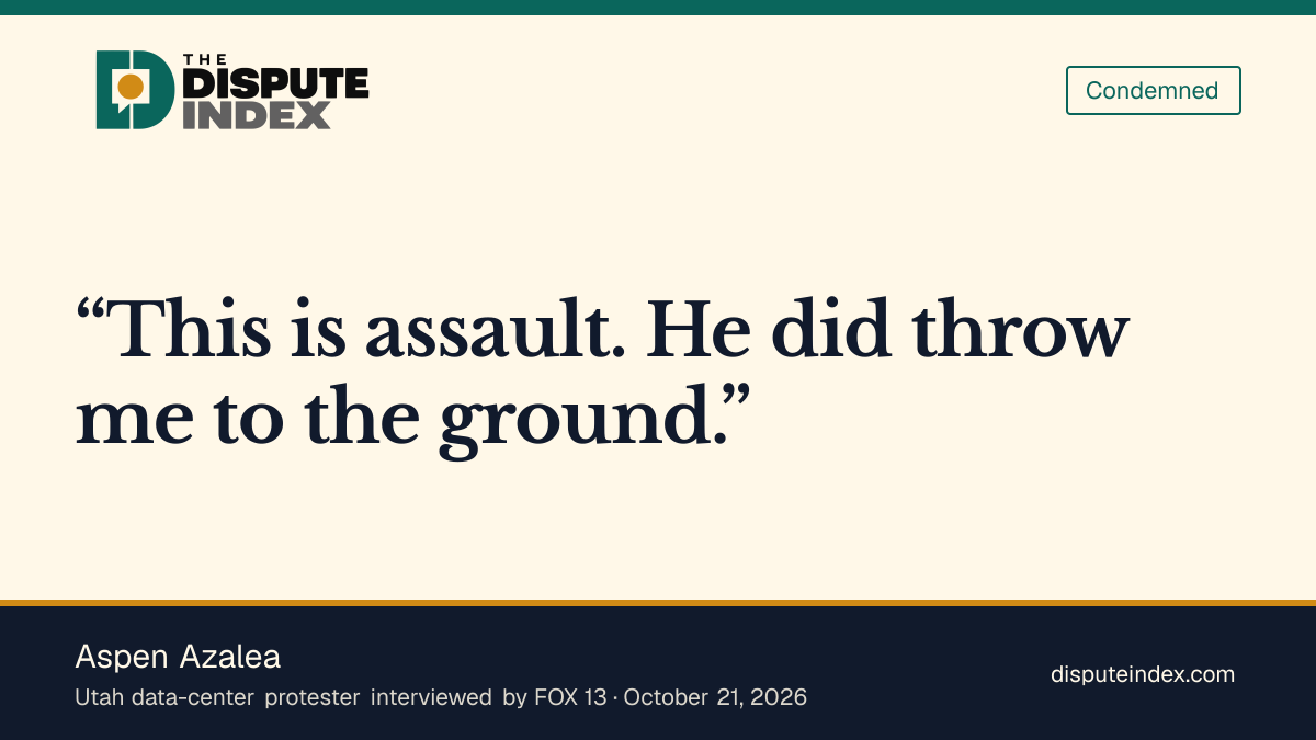 Quote card: Aspen Azalea, Aspen Azalea calls the deputy's force assault