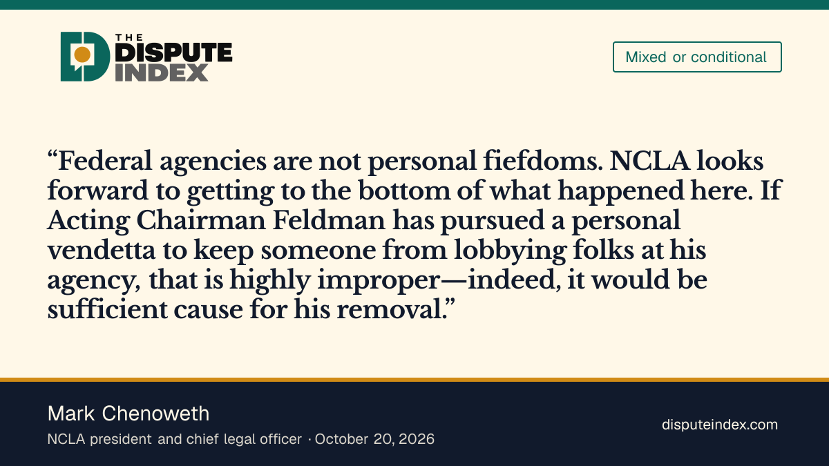 Quote card: Mark Chenoweth, Mark Chenoweth conditionally criticizes a possible lobbying vendetta