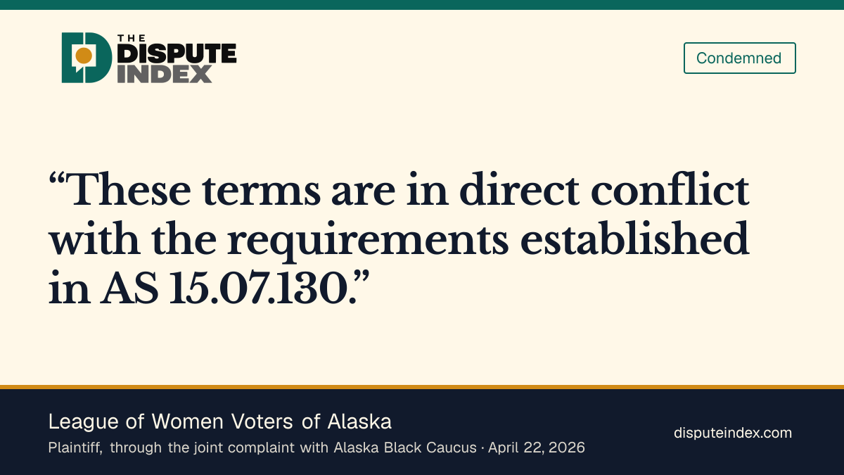 Quote card: League of Women Voters of Alaska, League of Women Voters challenges Alaska voter-removal terms