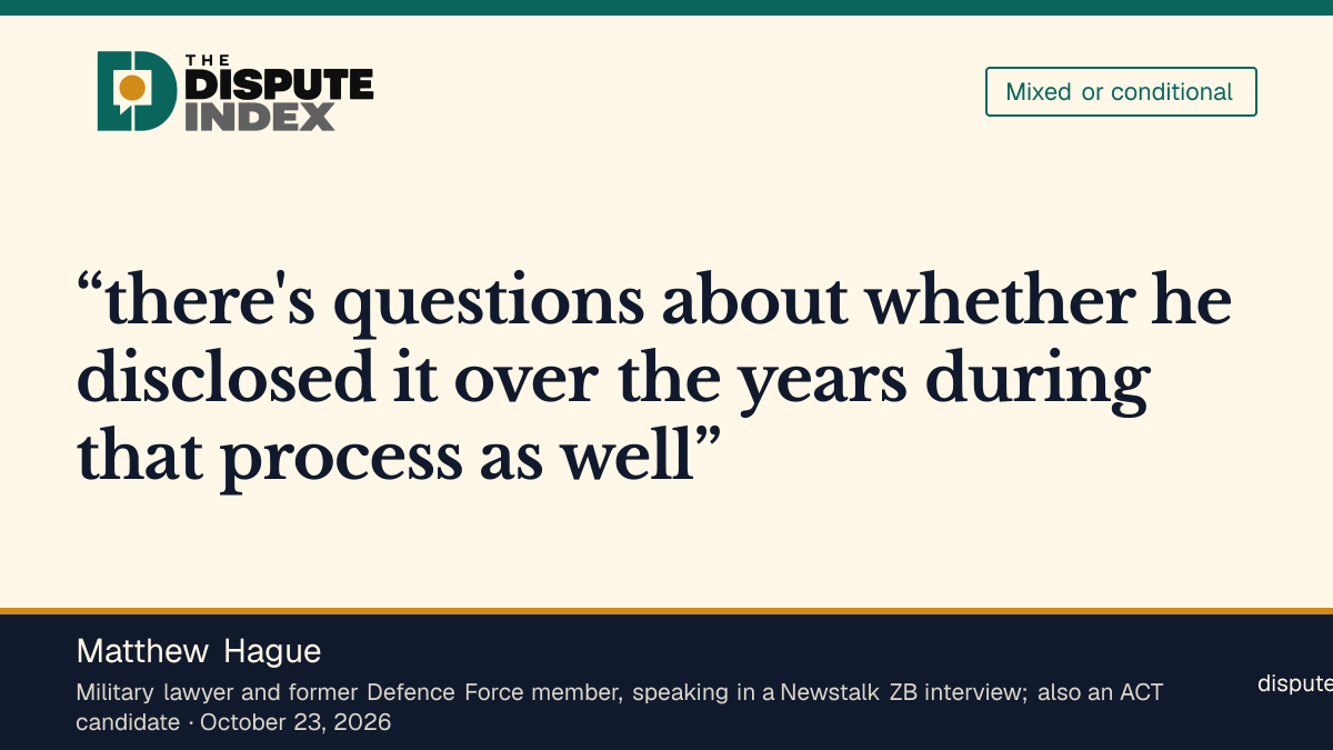 Quote card: Matthew Hague, Hague questions Davies's disclosures during security vetting