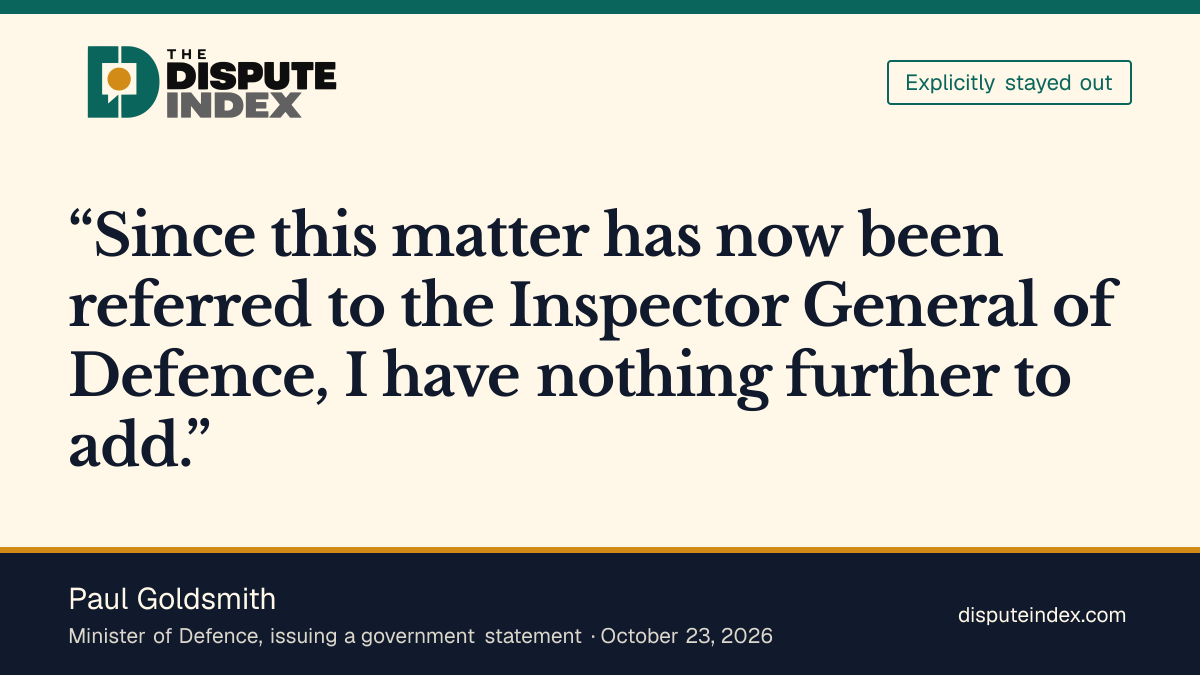 Quote card: Paul Goldsmith, Goldsmith declines further comment after the defence referral