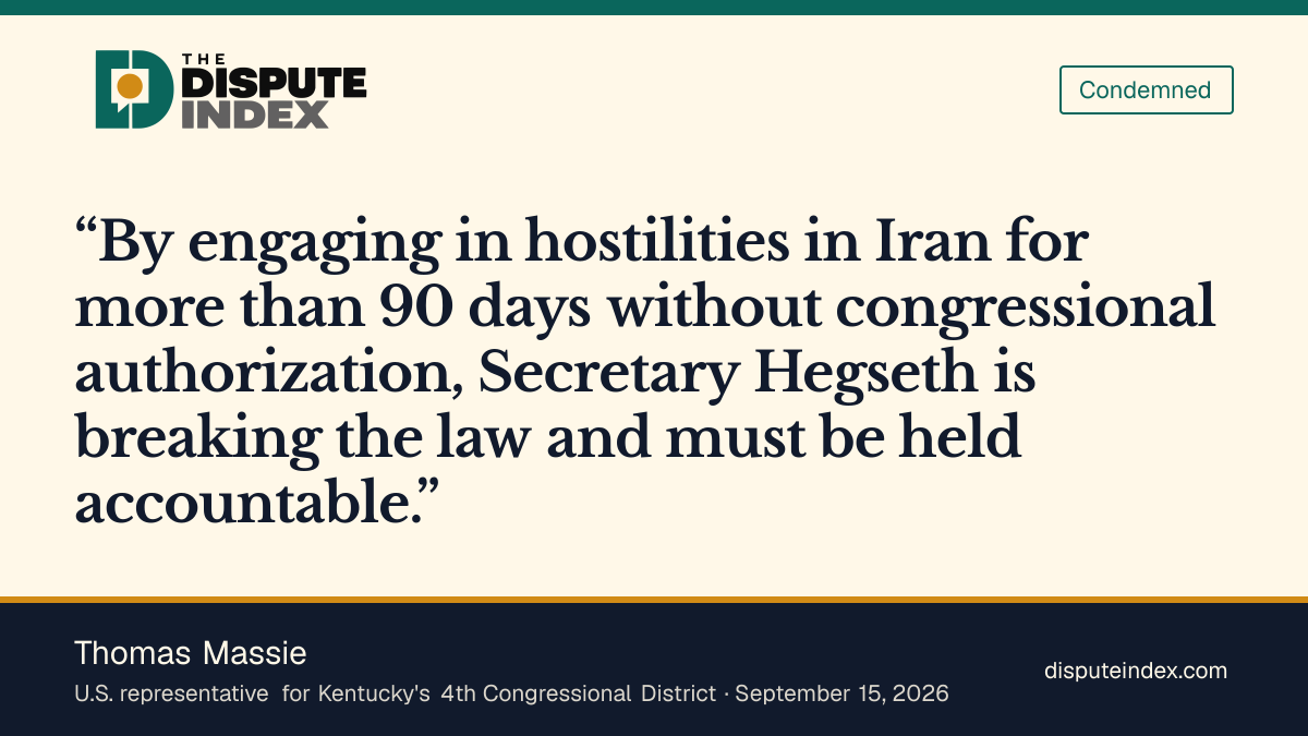 Quote card: Thomas Massie, Massie says Hegseth must be held accountable
