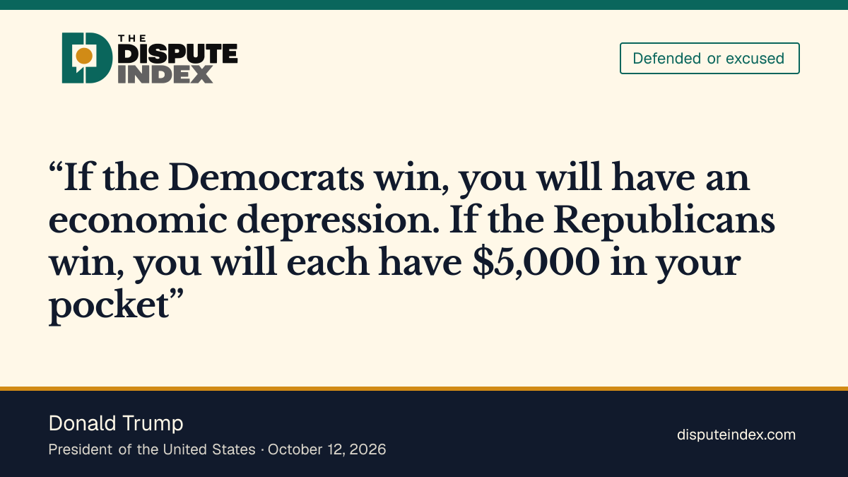 Quote card: Donald Trump, Trump says a Republican win puts $5,000 in voters' pockets