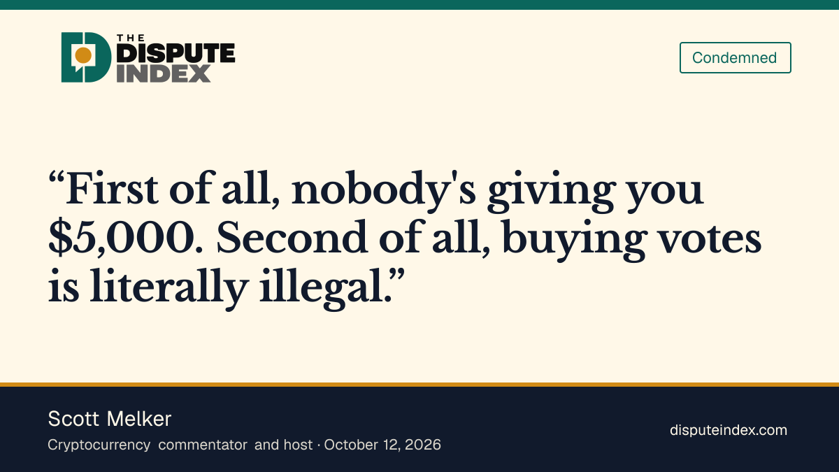 Quote card: Scott Melker, Scott Melker says "nobody's giving you $5,000"