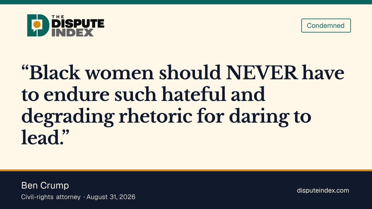 Quote card: Ben Crump, Ben Crump condemns Laura Loomer's rhetoric about Black women in politics