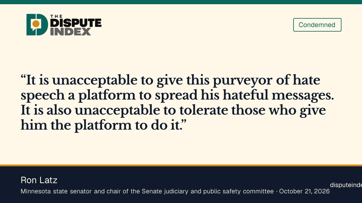 Quote card: Ron Latz, Latz condemns giving Piker a platform and tolerating those who do