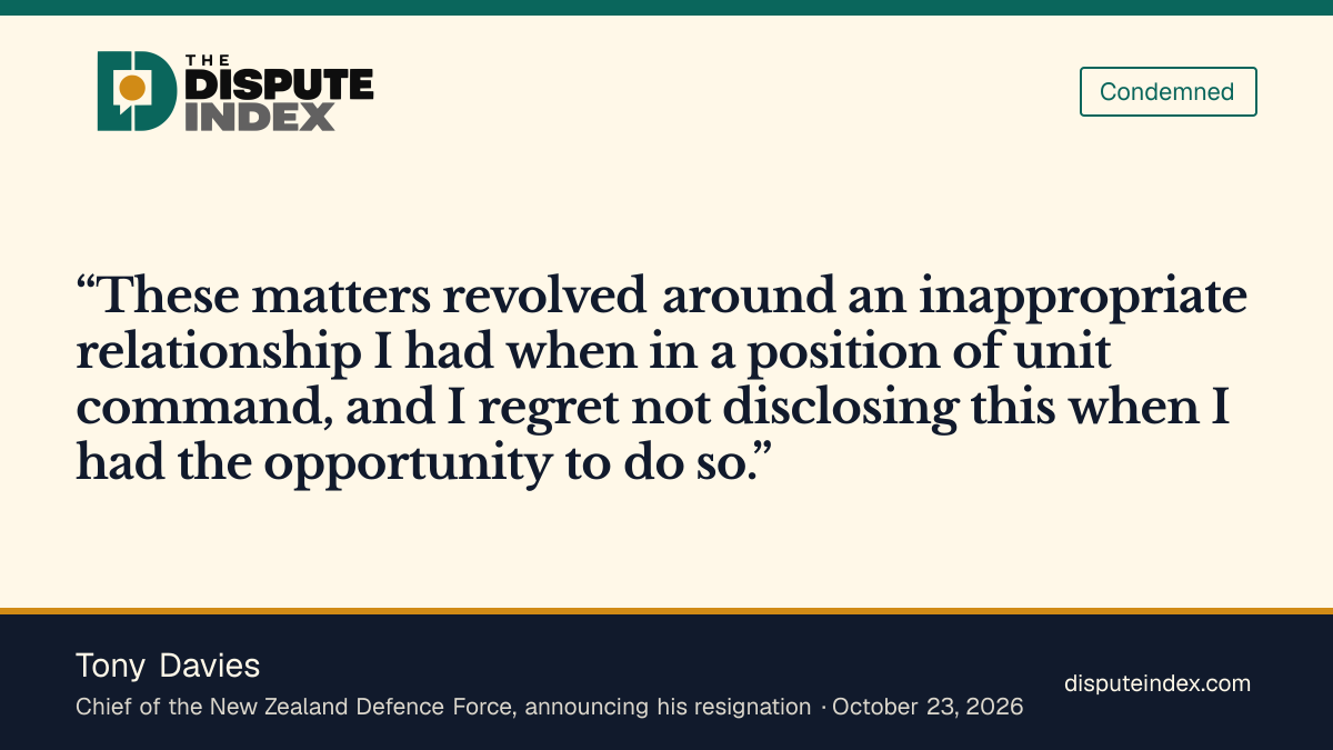Quote card: Tony Davies, Davies regrets failing to disclose the relationship