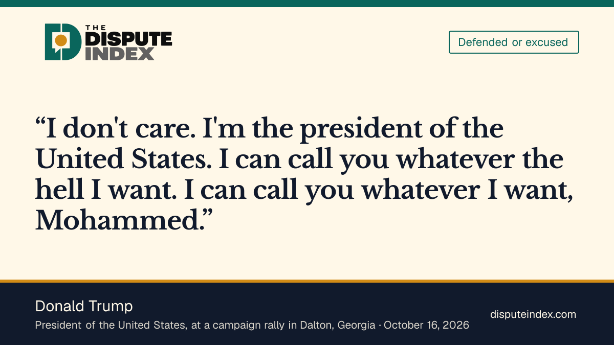 Quote card: Donald Trump, Trump says he can call El-Sayed whatever he wants
