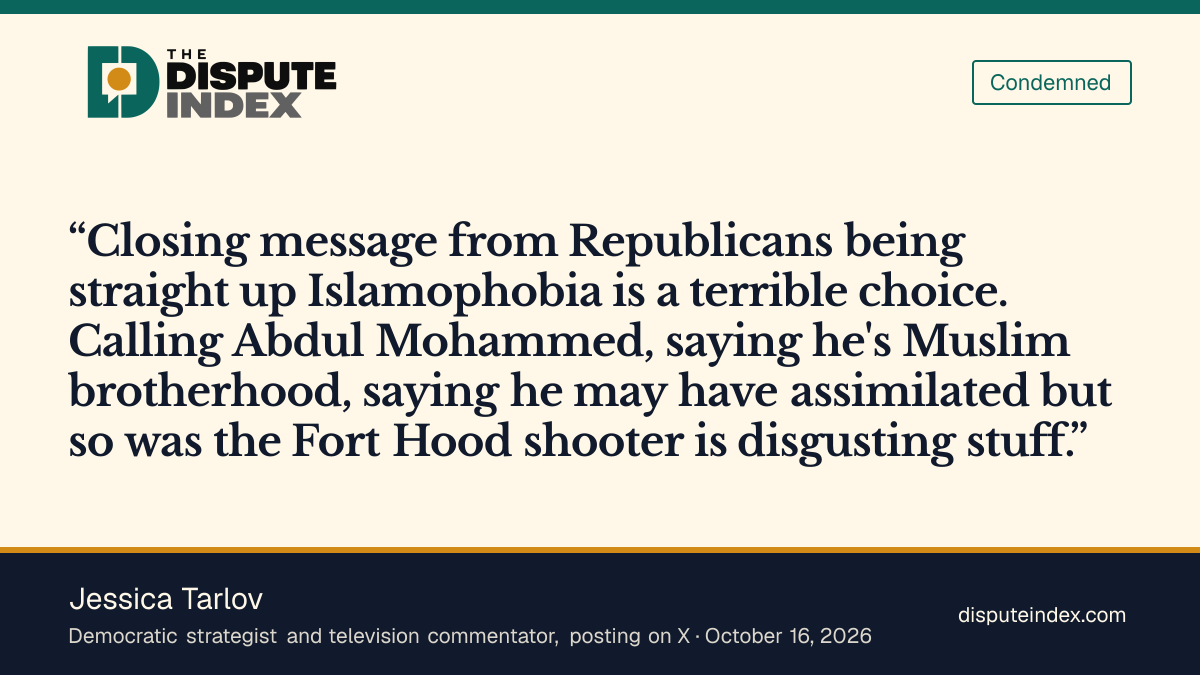 Quote card: Jessica Tarlov, Tarlov calls the Republican closing message Islamophobia