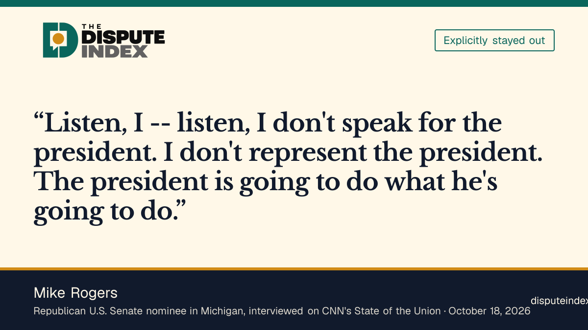 Quote card: Mike Rogers, Rogers says he does not speak for Trump on the jihadist remark