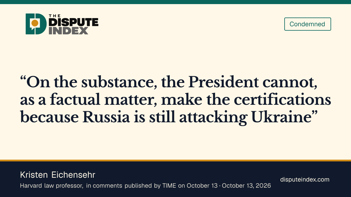 Quote card: Kristen Eichensehr, Eichensehr says Russia has not met the conditions for ending the import ban