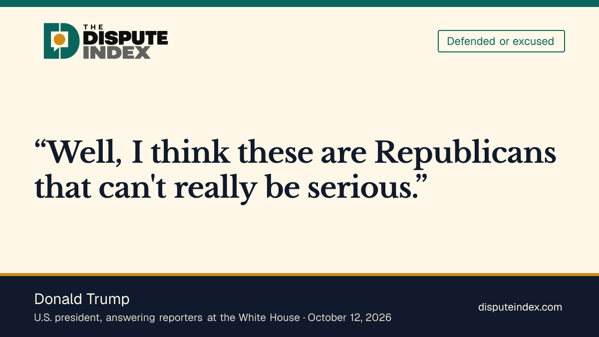 Quote card: Donald Trump, Trump dismisses Republican criticism of the Russian diesel agreement