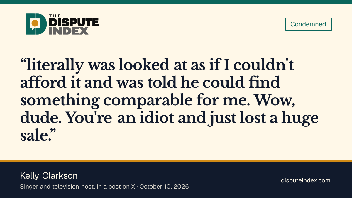 Quote card: Kelly Clarkson, Kelly Clarkson says an Art of Play employee looked at her as if she couldn't afford it