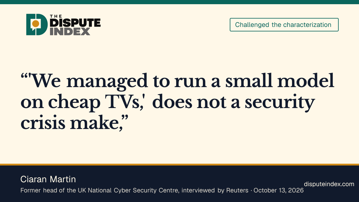 Quote card: Ciaran Martin, Martin says the TV-box demonstration does not establish a security crisis