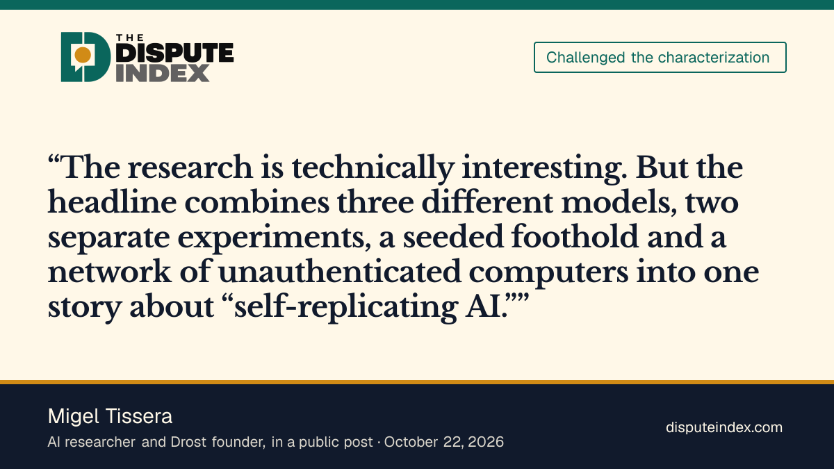 Quote card: Migel Tissera, Tissera says the headline combines distinct experiments into one claim