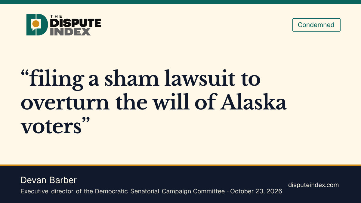 Quote card: Devan Barber, Barber accuses DOJ of trying to overturn Alaska voters' will