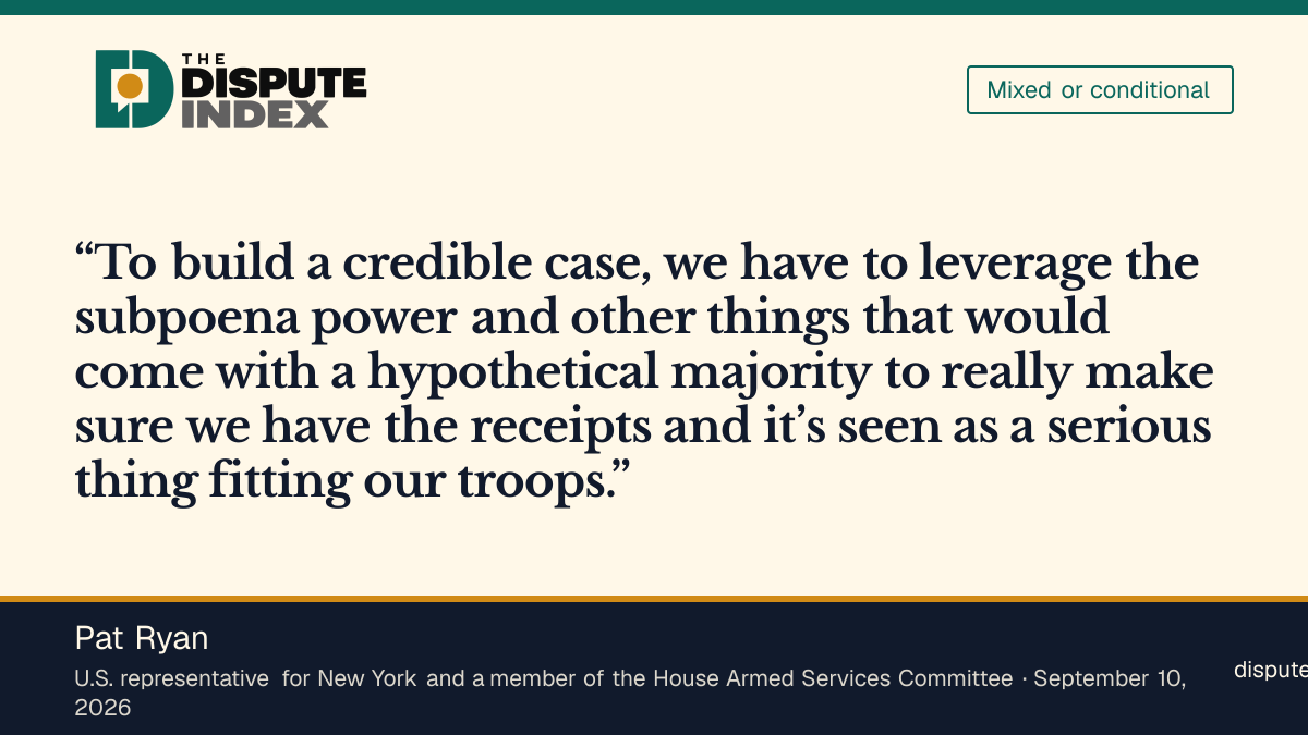 Quote card: Pat Ryan, Pat Ryan ties an impeachment case to winning subpoena power first