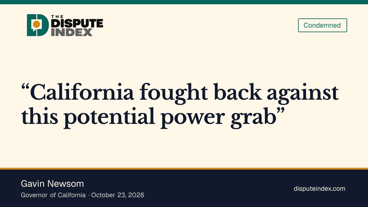 Quote card: Gavin Newsom, Newsom calls the Guard federalization a power grab