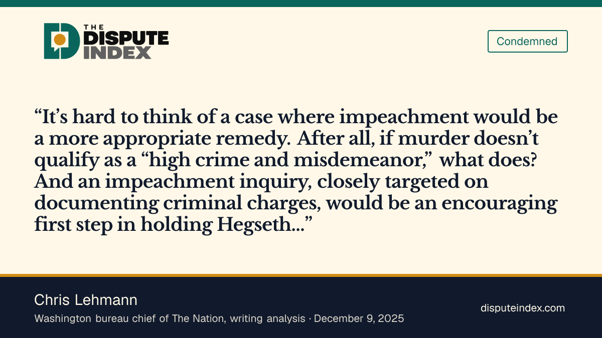 Quote card: Chris Lehmann, Nation columnist argues impeachment is the fitting remedy for Hegseth