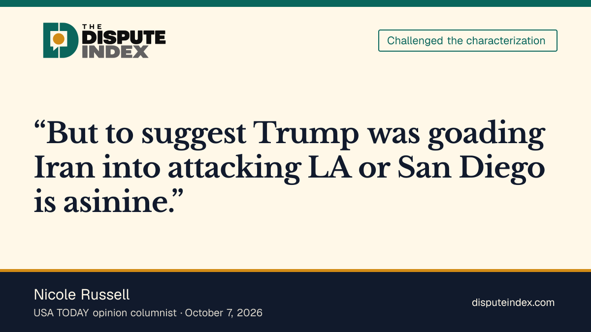 Quote card: Nicole Russell, Russell disputes the interpretation that Trump invited an attack