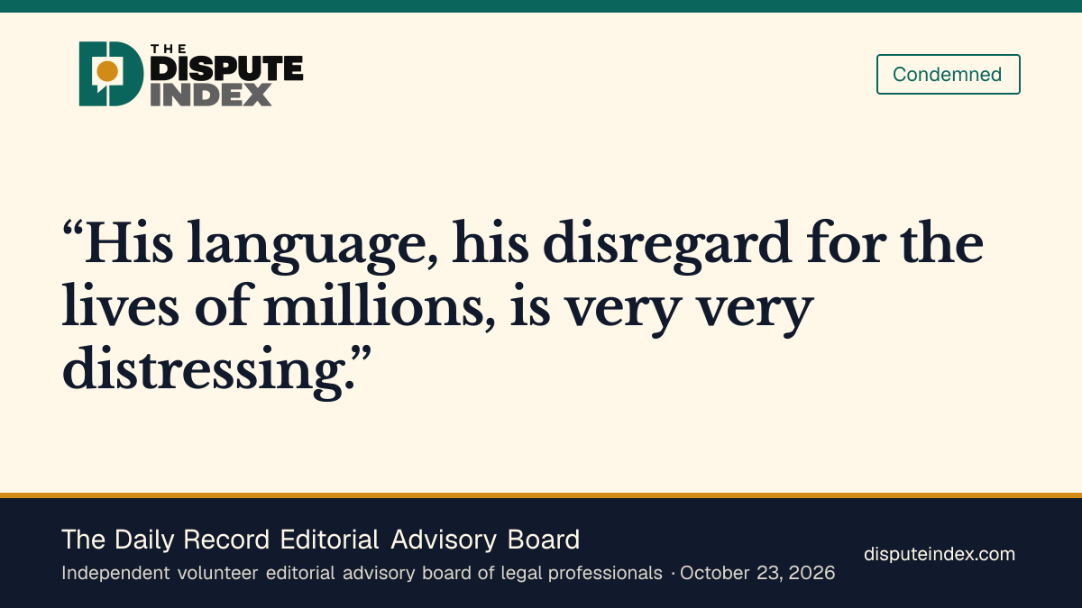 Quote card: The Daily Record Editorial Advisory Board, Legal advisory board condemns Trump's language about the cities
