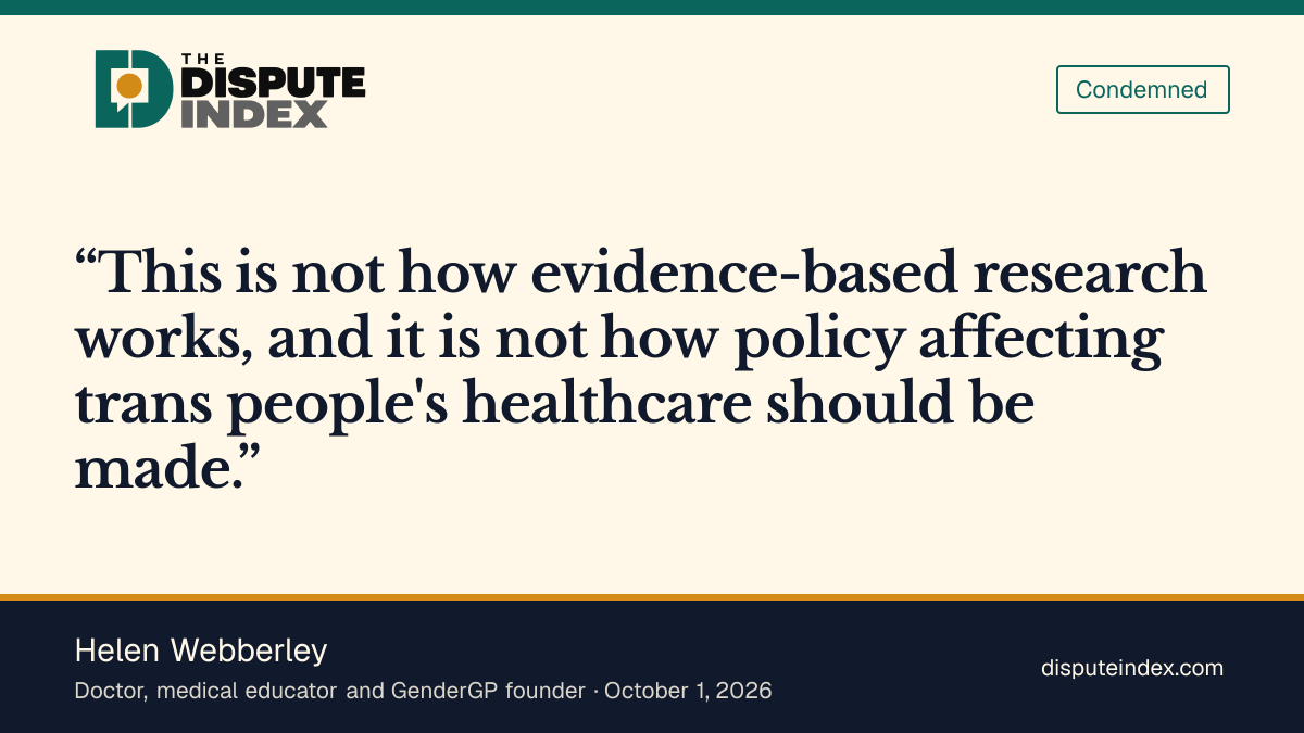 Quote card: Helen Webberley, Webberley challenges the report's use in healthcare policy