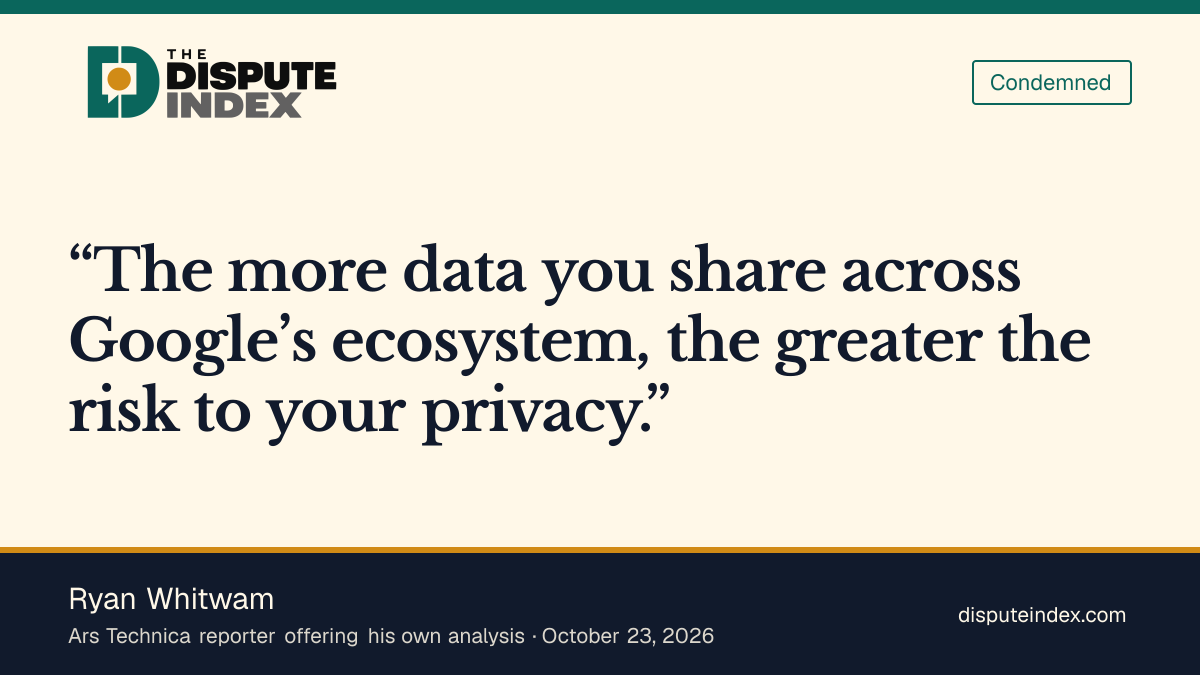Quote card: Ryan Whitwam, Whitwam warns of privacy risks from connected services