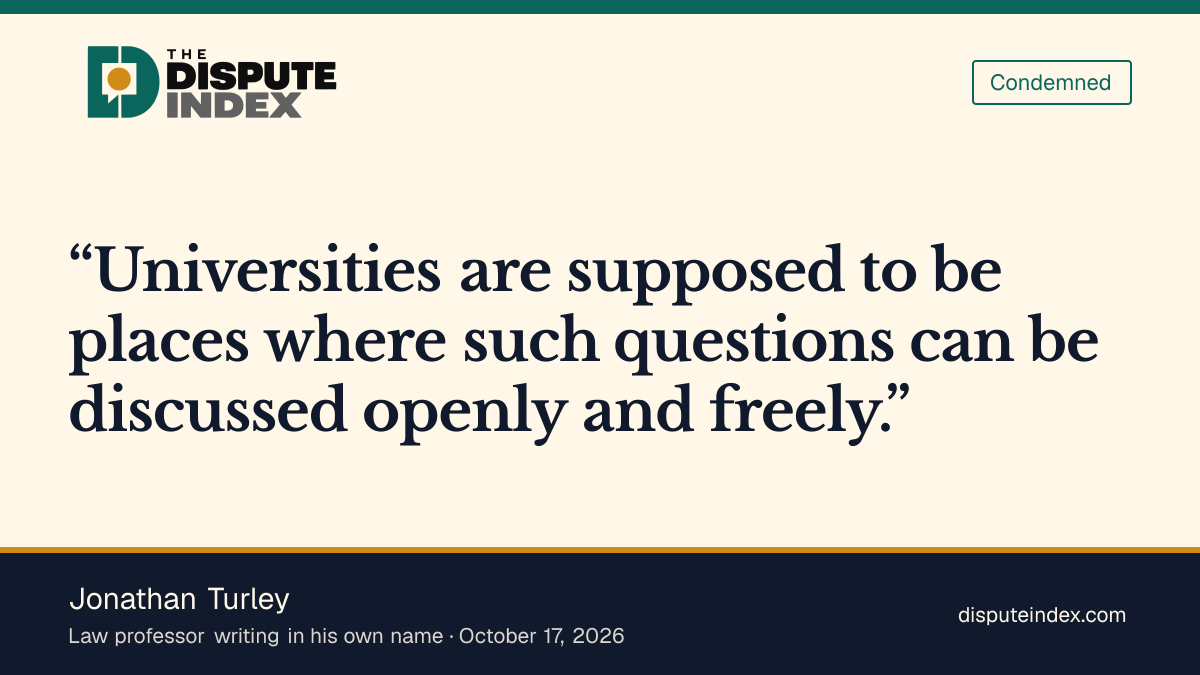 Quote card: Jonathan Turley, Turley criticizes cancellation of the press-freedom panel