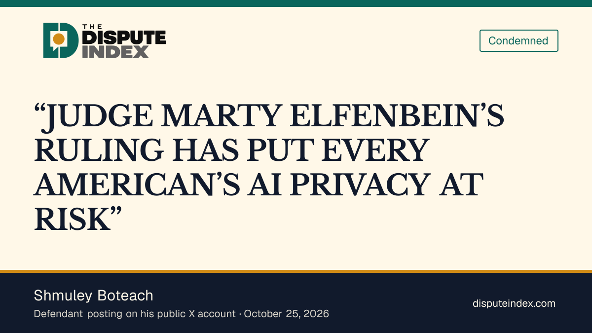 Quote card: Shmuley Boteach, Boteach criticizes the ruling as a threat to AI privacy