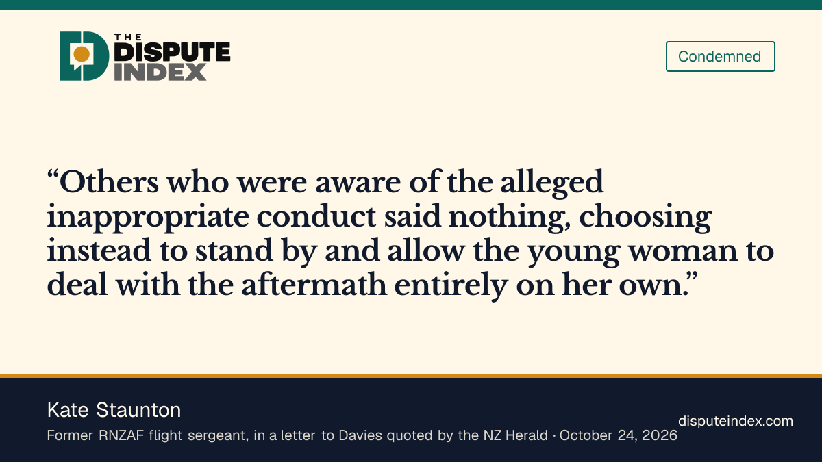 Quote card: Kate Staunton, Kate Staunton says others aware of the alleged relationship said nothing