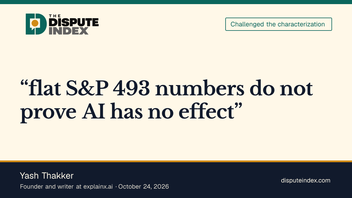 Quote card: Yash Thakker, Thakker questions the inference drawn from Slok's charts