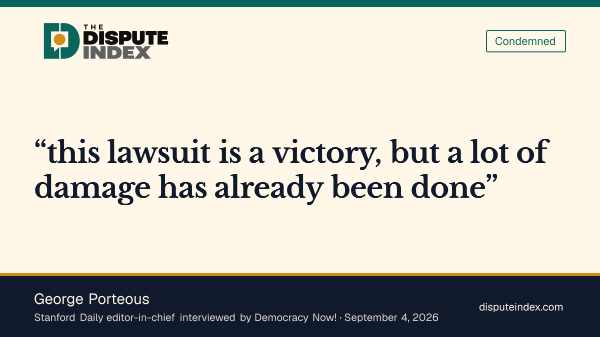 Quote card: George Porteous, Porteous welcomes the ruling and describes harm already caused