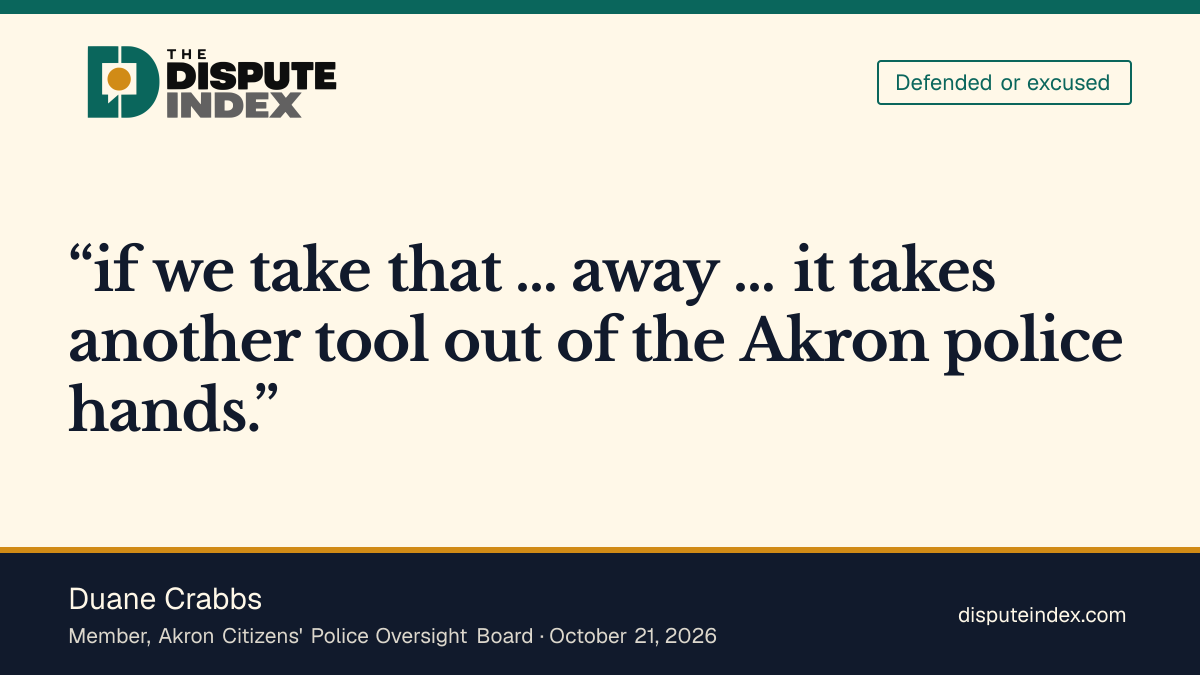 Quote card: Duane Crabbs, Duane Crabbs defends continued Flock use during the audit