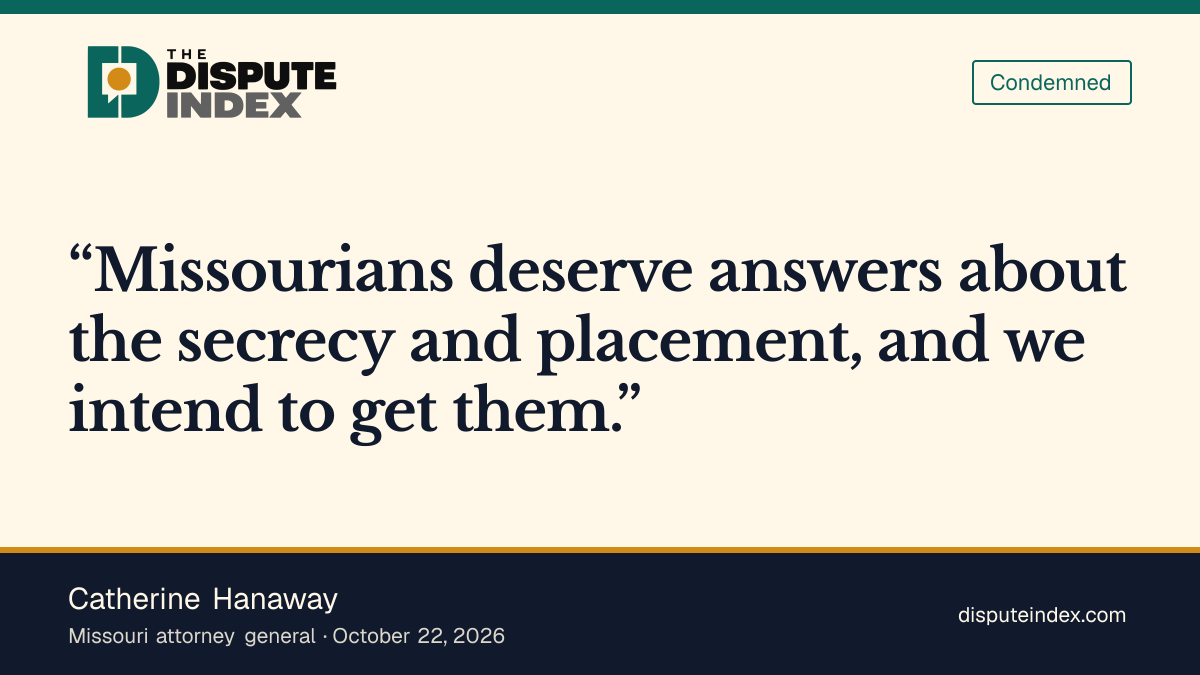 Quote card: Catherine Hanaway, Catherine Hanaway challenges notice and input for Witness's placement