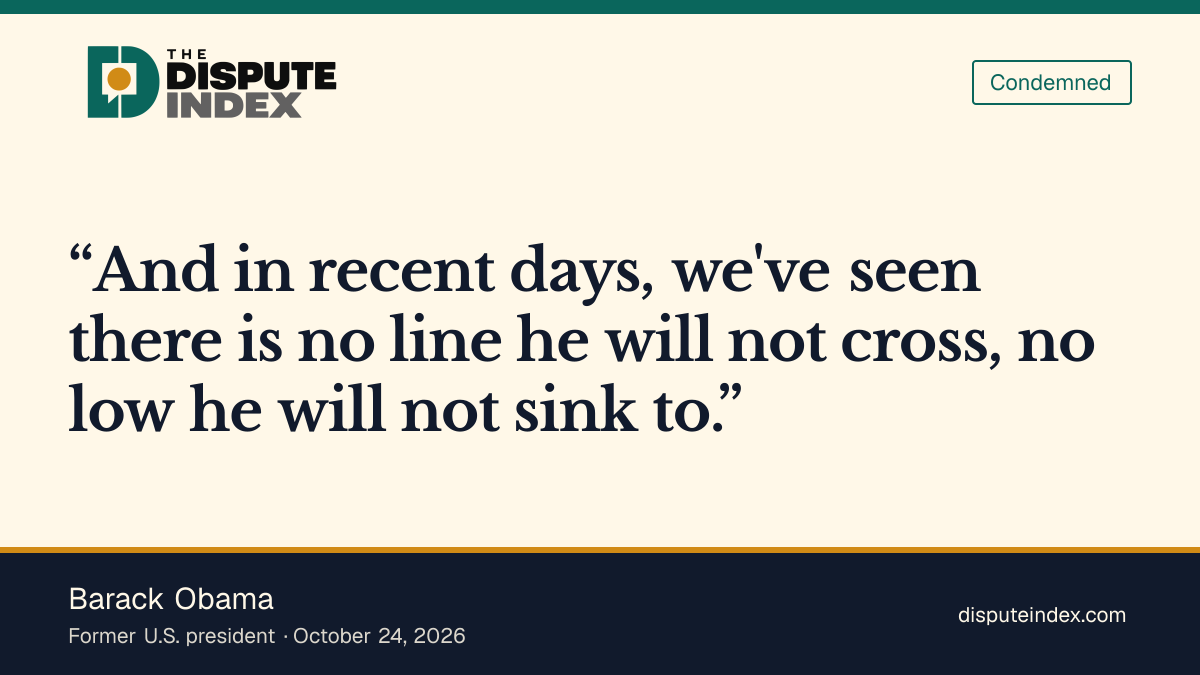 Quote card: Barack Obama, Obama says there is no line Ramaswamy will not cross