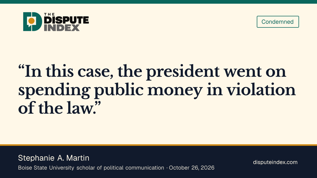 Quote card: Stephanie A. Martin, Martin criticizes ad spending and Congress's failure to enforce its limits