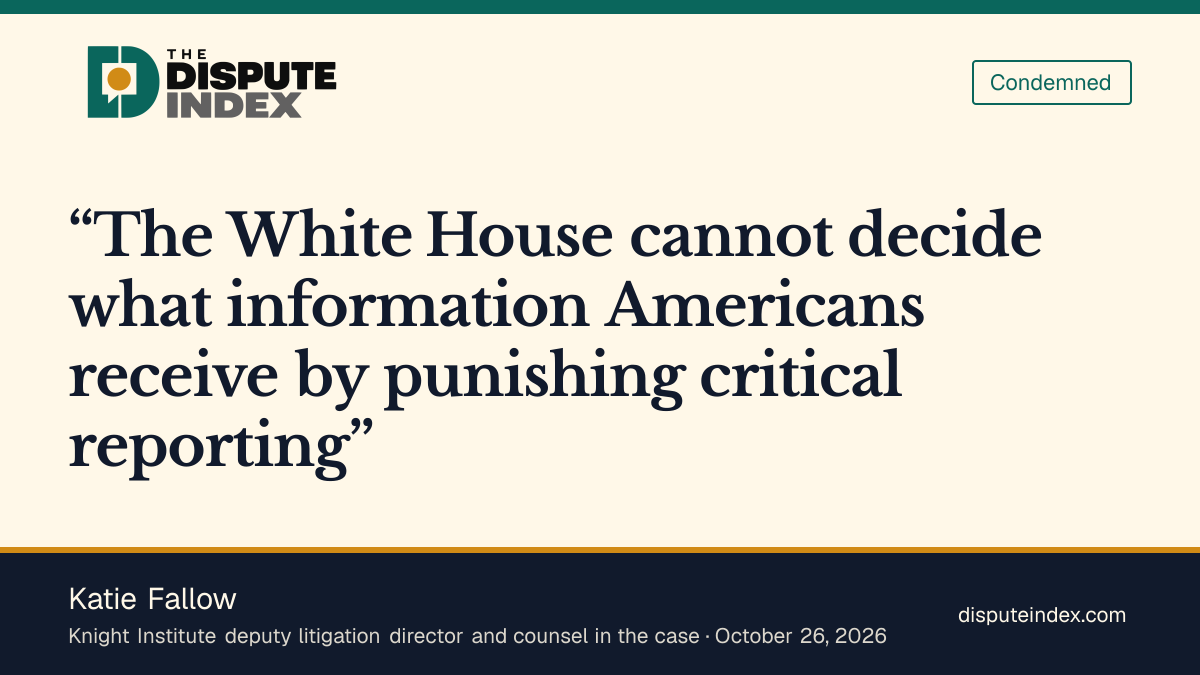 Quote card: Katie Fallow, Fallow says the White House cannot punish critical coverage