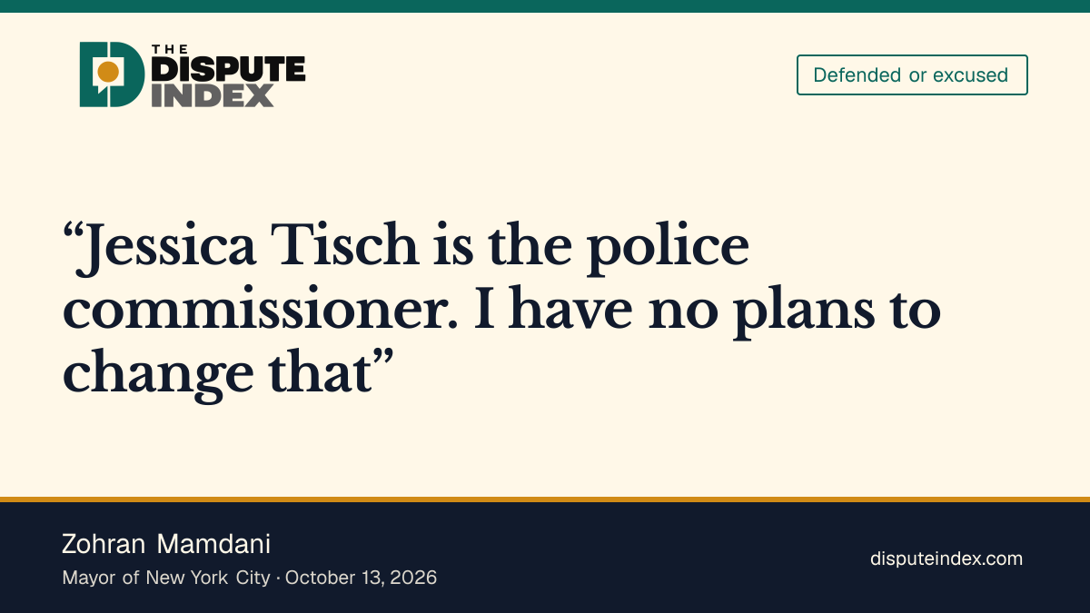 Quote card: Zohran Mamdani, Mamdani defends keeping Tisch and cites her record