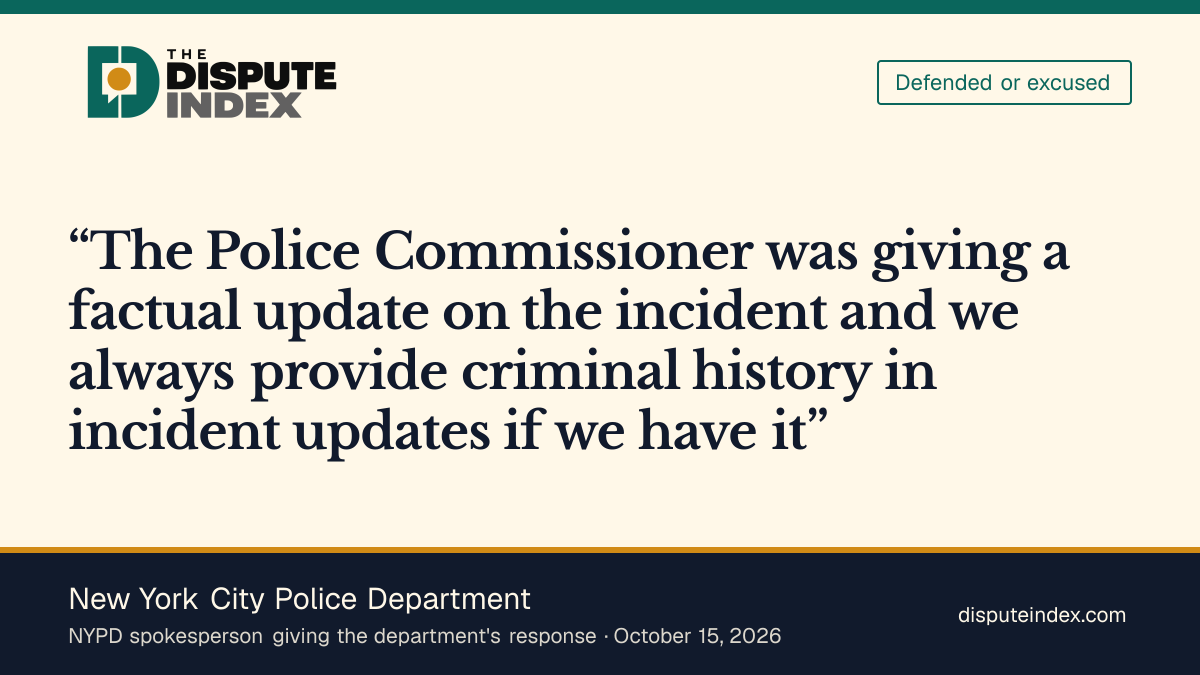 Quote card: New York City Police Department, NYPD defends Tisch's disclosure of Belgal's criminal history