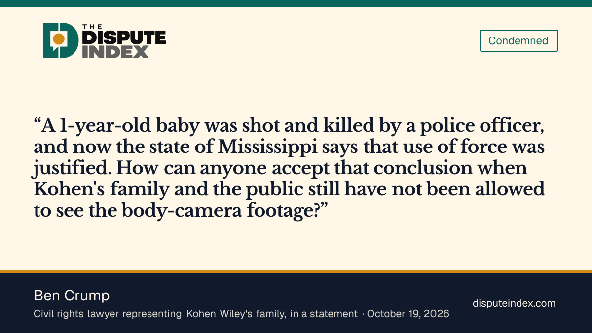 Quote card: Ben Crump, Ben Crump asks how anyone can accept the justified finding without the body-camera footage