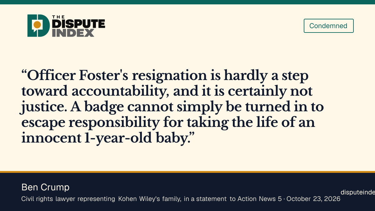 Quote card: Ben Crump, Ben Crump says Foster's resignation is not accountability and the family will seek his decertification