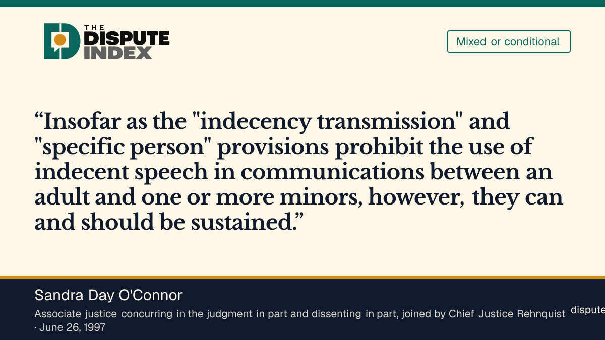 Quote card: Sandra Day O'Connor, O'Connor would preserve some adult-to-minor restrictions