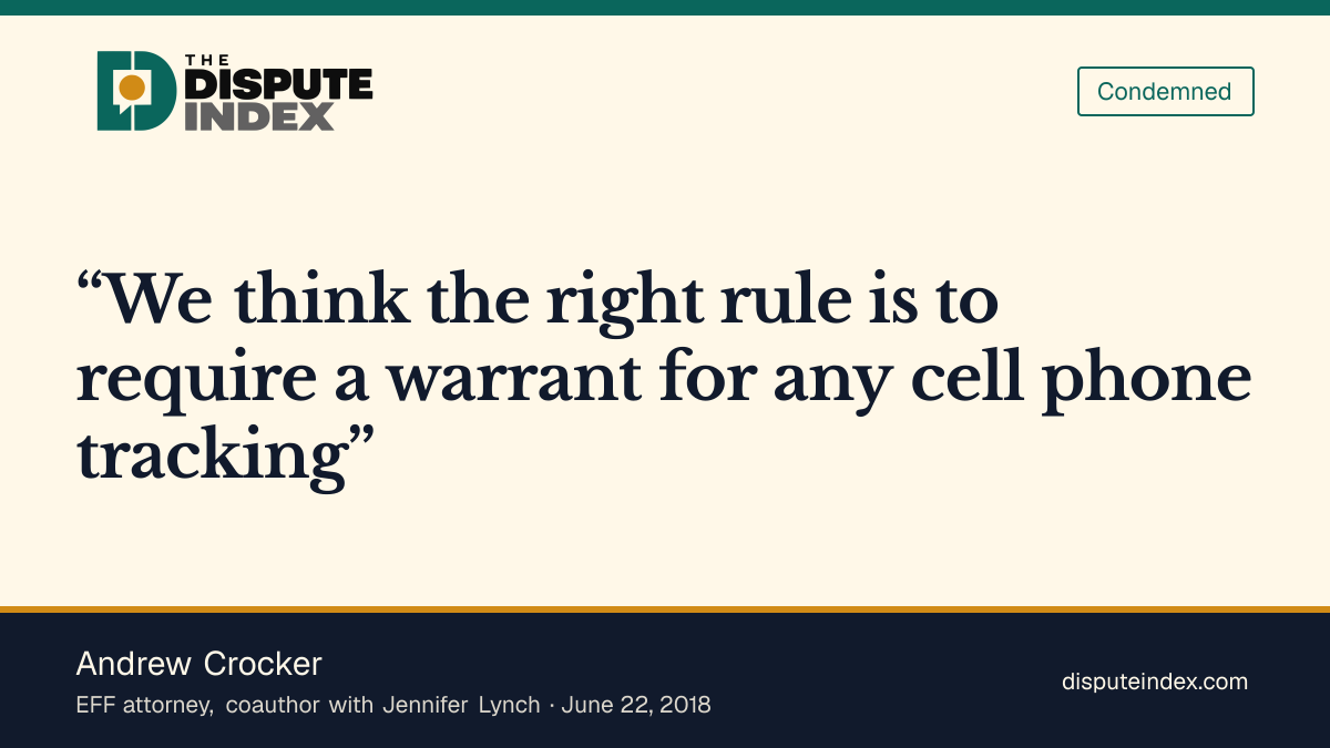 Quote card: Andrew Crocker, Crocker and Lynch urge warrants for all cellphone tracking
